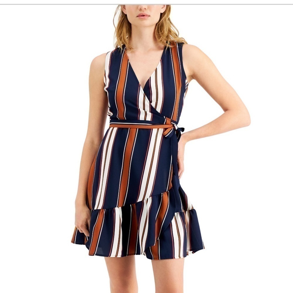 NWT Bar III stripped wrap mini dress